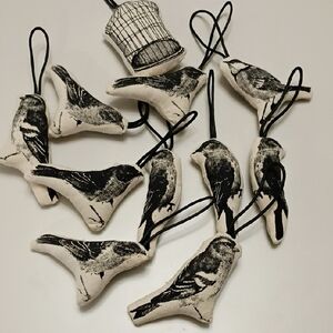 Bird Ornaments Christmas Decor black white Nature Bird Animal Lover lot of 11